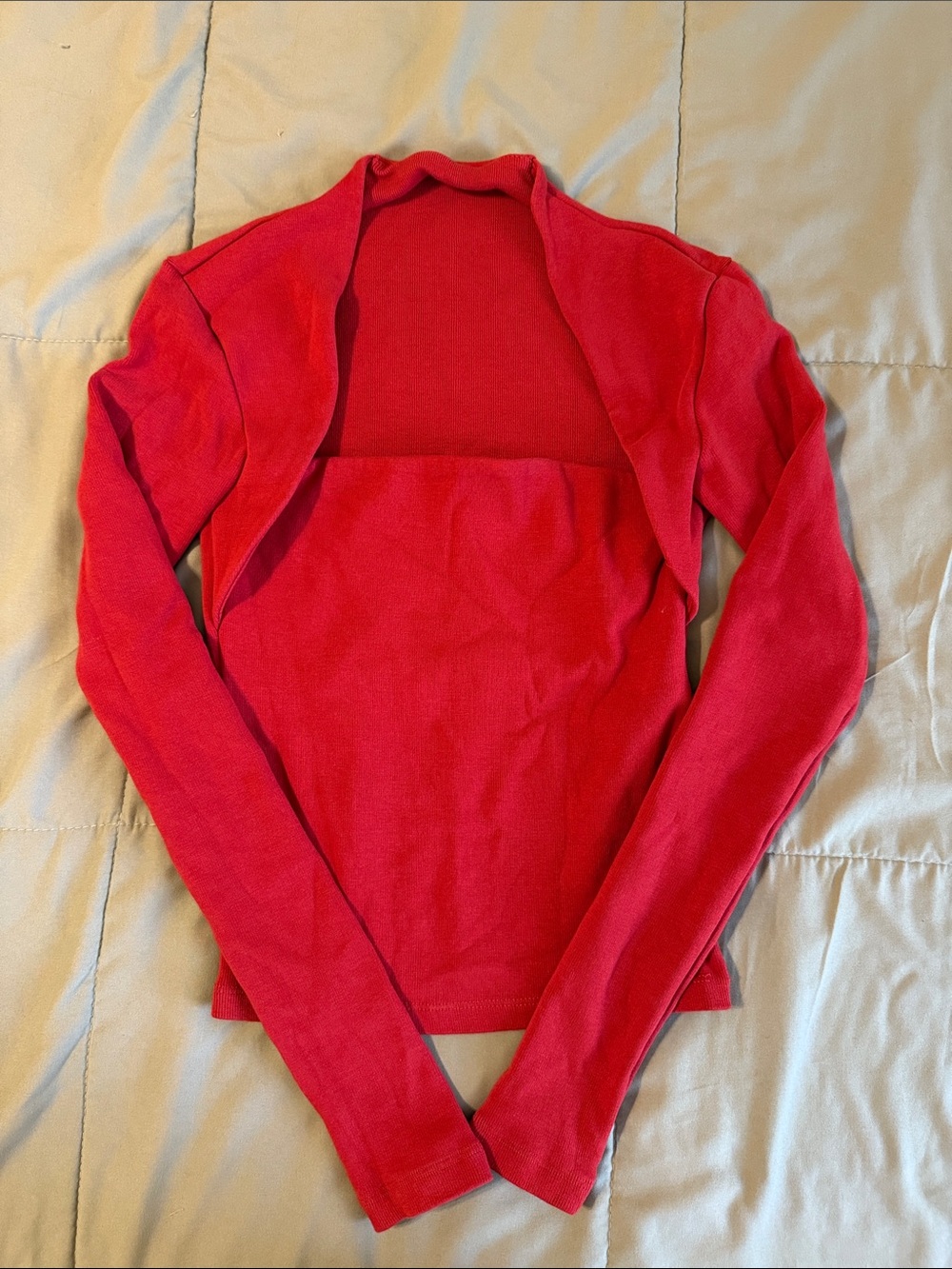 Zara Red Long-Sleeve Shrug with Built-In Tank